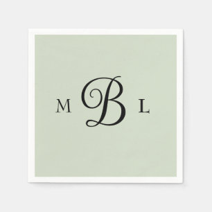 Elegante Kombinationsschrift Monogramm Salbei Hoch Serviette