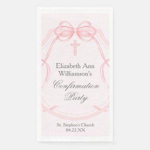 Elegante Konfirmationsfeier Rosa Schleifenband Cus Serviette