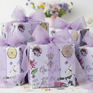 Elegante Königin Biene Floral Geschenkpapier