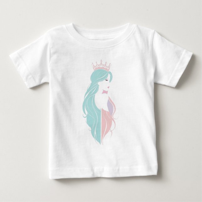 "Elegante Königin mit Krone" Pastelldesign Baby T-shirt (Vorderseite)