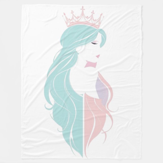 "Elegante Königin mit Krone" Pastelldesign Fleecedecke (Vorderseite)