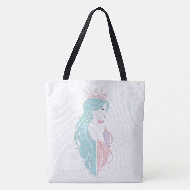 "Elegante Königin mit Krone" Pastelldesign Tasche (Vorderseite)