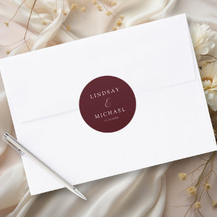 Elegante königliche Burgunder Hochzeit Runder Aufkleber