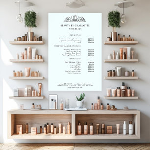 Elegante, königliche, hellblaue Preisliste Poster