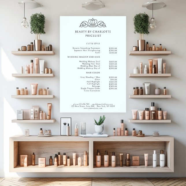 Elegante, königliche, hellblaue Preisliste Poster (Von Creator hochgeladen)