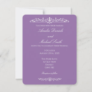 Elegante königliche lila Vintage-Hochzeitseinladun Einladung