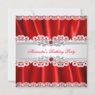 Elegante Königliche Rote Perlen-Diamant-Spitzen-Pa Einladung