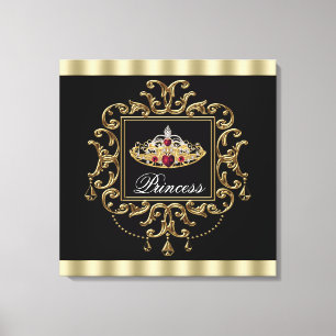 Elegante königliche rote schwarze und goldene Tiar Leinwanddruck