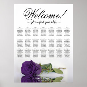 Elegante königliche violette Rose 21-Tisch-Sitzord Poster