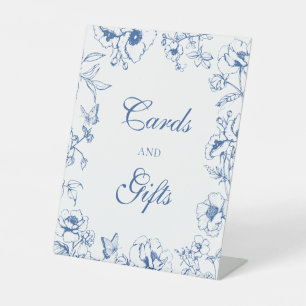 Elegante königsblaue Blumen-Hochzeitskarten-Gesche Sockelschild