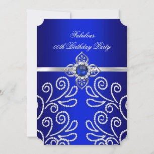 Elegante königsblaue Diamant-Perlen-Geburtstagsfei Einladung