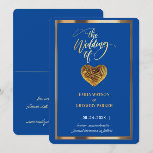 Elegante königsblaue, goldene Rahmenhochzeit Save The Date