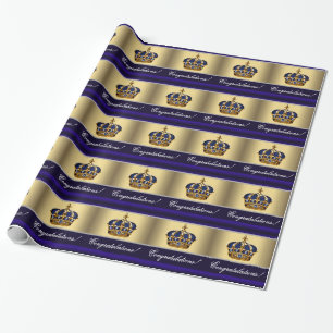 Elegante königsblaue Prinz-Baby-Shower-Geschenkver Geschenkpapier