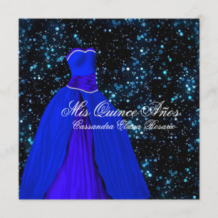 Elegante königsblaue Quinceanera-Einladungen Einladung
