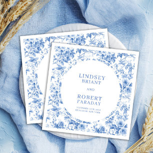 Elegante königsblaue Toile-Rosen personalisierte H Serviette