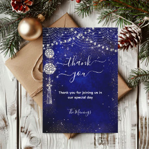 Elegante königsblaue Weihnachtsornamente Danke Karte