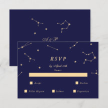 Elegante Konstellation Blau- und Gold-Hochzeits-RS