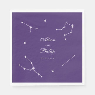Elegante Konstellation Lila Himmelshochzeit Serviette