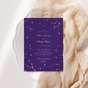 Elegante Konstellation Lila Hochzeit Himmlisch Einladung