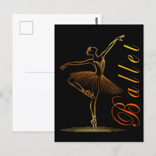Elegante Kontur eines Darstellenden Ballerina Postkarte