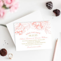Elegante Korallen-Pfingstrosen-Skizze Hochzeit
