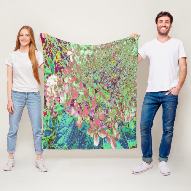 Elegante Korallen und Chartreuse Limelight Hydrang Fleecedecke (Beispiel)