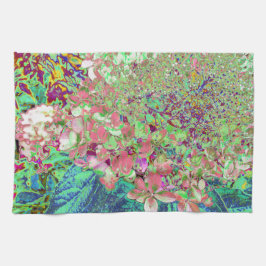 Elegante Korallen und Chartreuse Limelight Hydrang Geschirrtuch