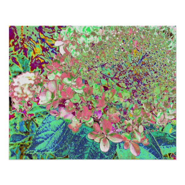 Elegante Korallen und Chartreuse Limelight Hydrang Poster (Vorderseite)
