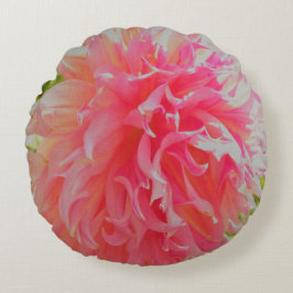 Elegante Korallen und rosa Dekorative Dahlia Rundes Kissen