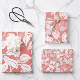 Elegante Korallenblatt-Kanal-Silhouette Geschenkpapier Set