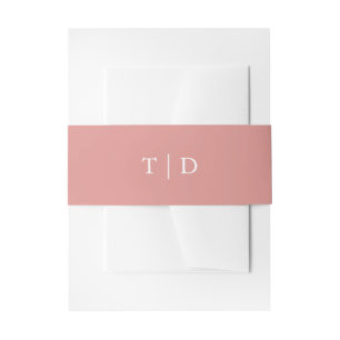 Elegante Korallenrosa-Monogramm Moderne Hochzeit Einladungsbanderole