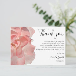 Elegante Korallenrosa Rosen Blumen Hochzeit Dankeskarte