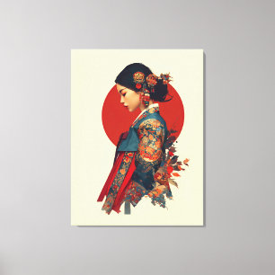 Elegante koreanische Frau in Hanbok-Porträtkunst-L Leinwanddruck