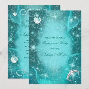 elegante kosmische türkisgrüne Diamanten glitzern Einladung