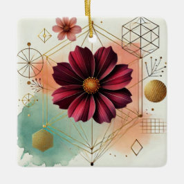 Elegante Kosmos-Blume mit geometrischer Kunst und  Keramikornament