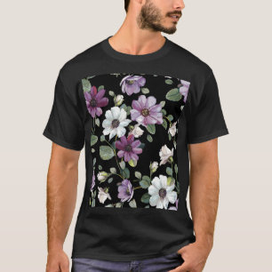 Elegante Kosmos-Blume: Wasserfarbe Nahtlos. T-Shirt