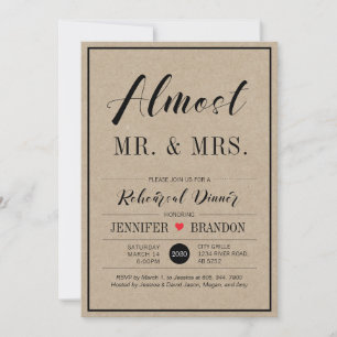Elegante Kraft-Hochzeitsprobe-Abendessen-Einladung Einladung