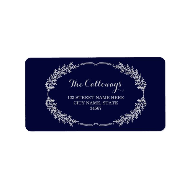 Elegante Kranadresse Labels / Marine Adressaufkleber (Vorne)