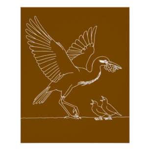 Elegante Kranichvogel-Illustration  Poster