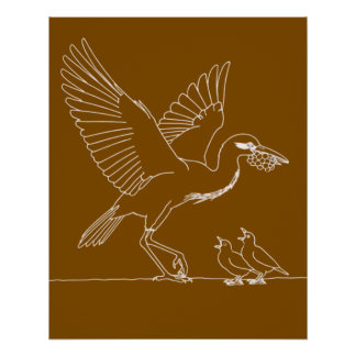 Elegante Kranichvogel-Illustration  Poster