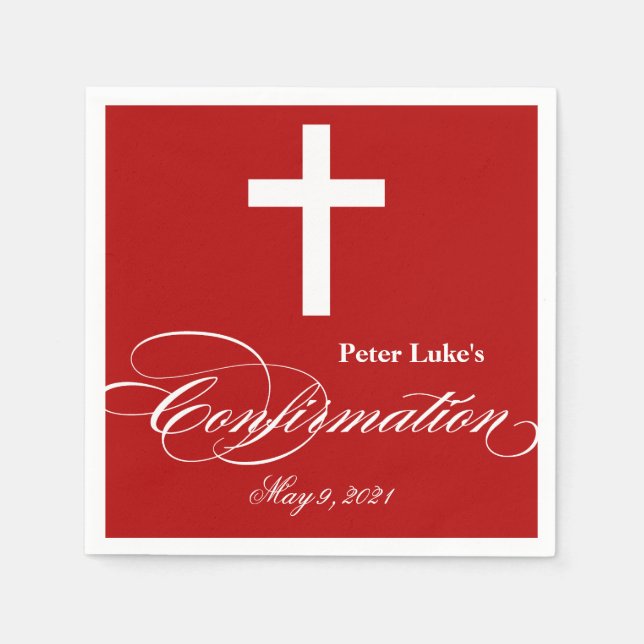 Elegante Kreuzbestätigung Personalisiert Napkin Serviette (Vorderseite)