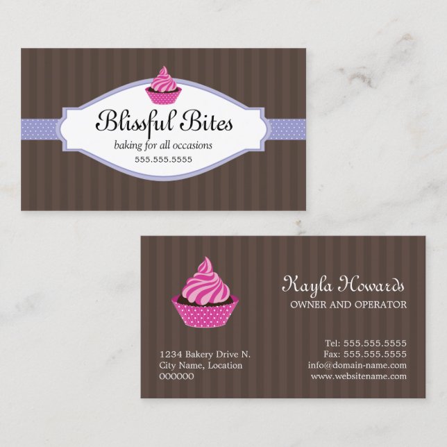 Elegante Kuchen-Bäckerei-Visitenkarten Visitenkarte (Vorne/Hinten)