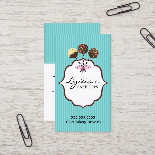 Elegante Kuchen-Pop-Bäckerei Visitenkarte (Vorderseite/Rückseite Beispiel)