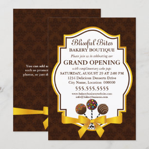 Elegante Kuchen-Pop & Ribbon-Damask Einladung