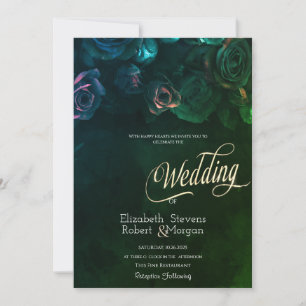 Elegante kühle Rosen gothische Hochzeit Einladung