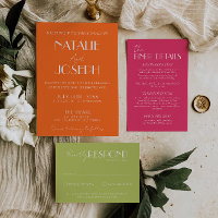 Elegante kühne orange stilvolle Retro-Hochzeit