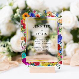 Elegante, kühne Rose und Peonies Wedding Acryleinladungen