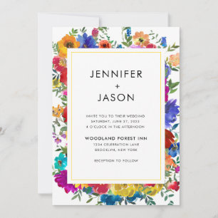Elegante, kühne Rose und Peonies Wedding Einladung