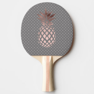 elegante Küken-Rosengoldananas-Polkapunkte Tischtennis Schläger