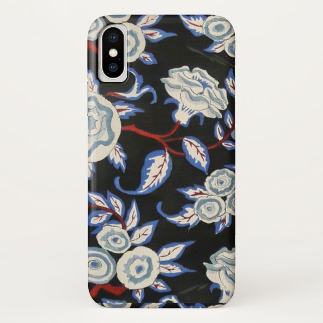 ELEGANTE KUNST-DECO-FLORALE, BLAUE WEISSE ROSEN IN Case-Mate iPhone HÜLLE (Rückseite)